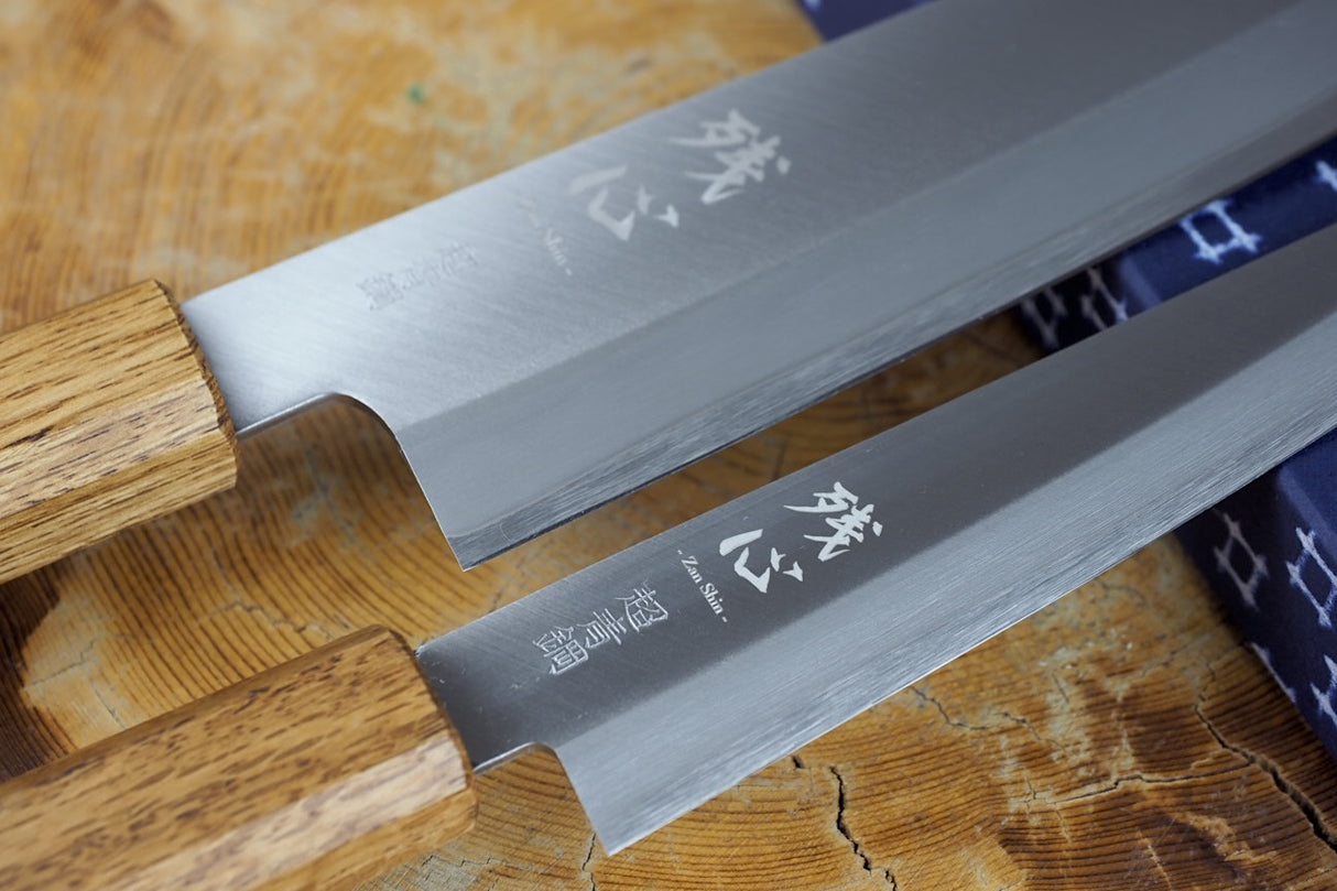 残心 Zan Shin REN 2 knife set - Blue Super Santoku (18cm) and Petty (14.5cm)