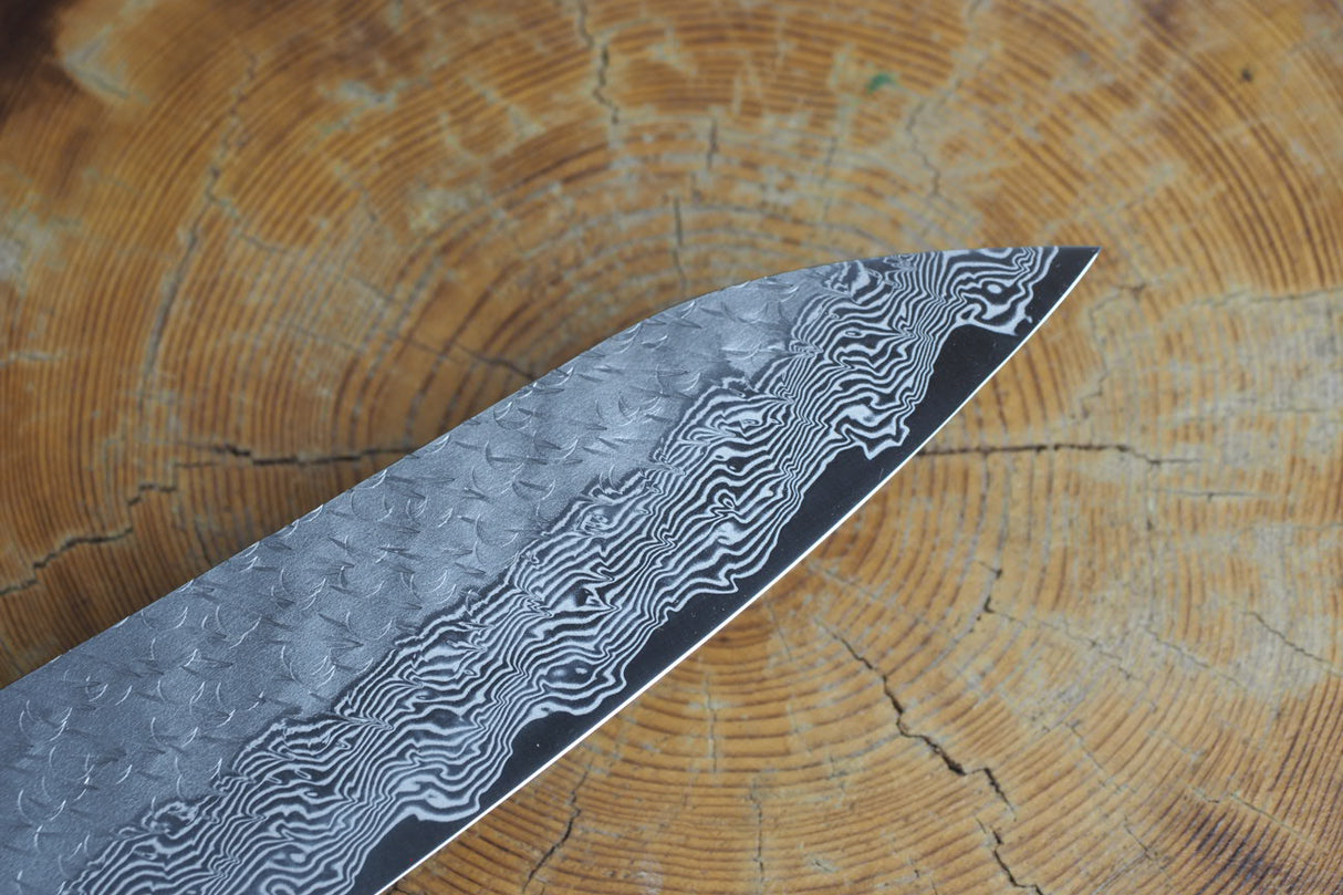 Nigara Hamono - SPG Strix Damascus Gyuto (Chef's Knife) with Bubinga Double Marble Buffalo Horn Handle 21cm