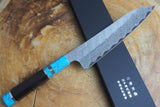 Nigara Hamono - SPG Strix Damascus Gyuto (Chef's Knife) 21cm with Turquoise-colour handle