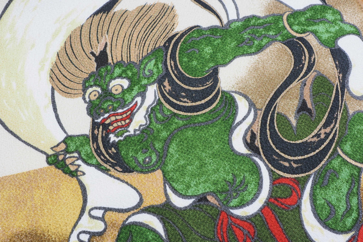 "Furoshiki" Wrapping Cloth - Fujin Raijin Rayon Chirimen | Auspicious Cloud Cream (68cm x 68cm)