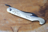 Folding Knife with bottle opener - Mt.Fuji Blue-2 Steel with Brass Handle