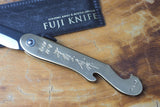 Folding Knife with bottle opener - Mt.Fuji Blue-2 Steel with Brass Handle