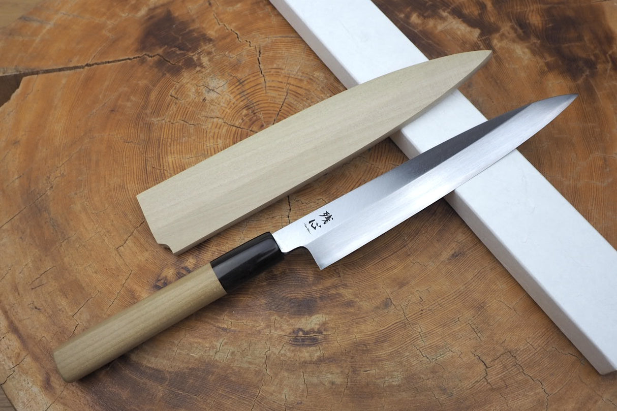 残心 Zan Shin White-2 Steel Sashimi Yanagiba Knife 18cm/24cm (including a wooden sheath)