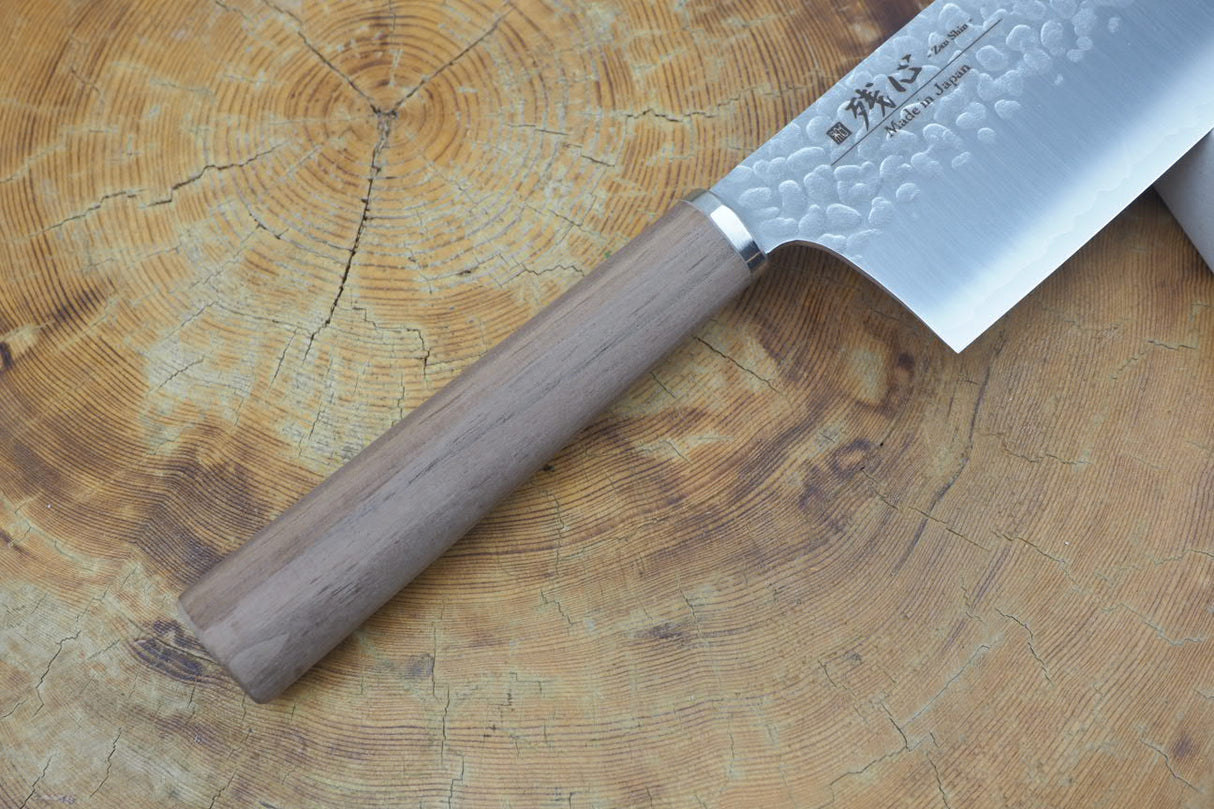 残心 Zan Shin SORA (from Seki) - VG10 Nakiri Knife Hammered Finish Knife with Walnut Handle 18cm