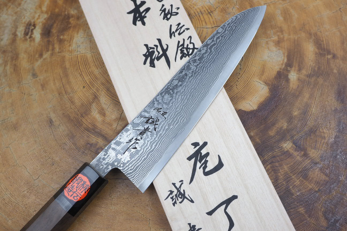 Shigeki Tanaka - "Harukaze" Hand Forged SG2 Damascus Gyuto 18cm with Walnut Handle