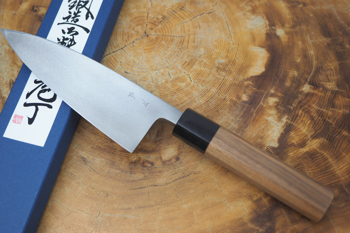 残心 Zan Shin (by Shigeki Tanaka) - Hand Forged Ginsan-Silver3 Steel Deba Knife with Walnut Handle (15cm)