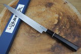 残心 Zan Shin (by Shigeki Tanaka) - Hand Forged Ginsan-Silver3 Steel Yanagiba Sashimi Knife with Ebony Handle (24cm/27cm)