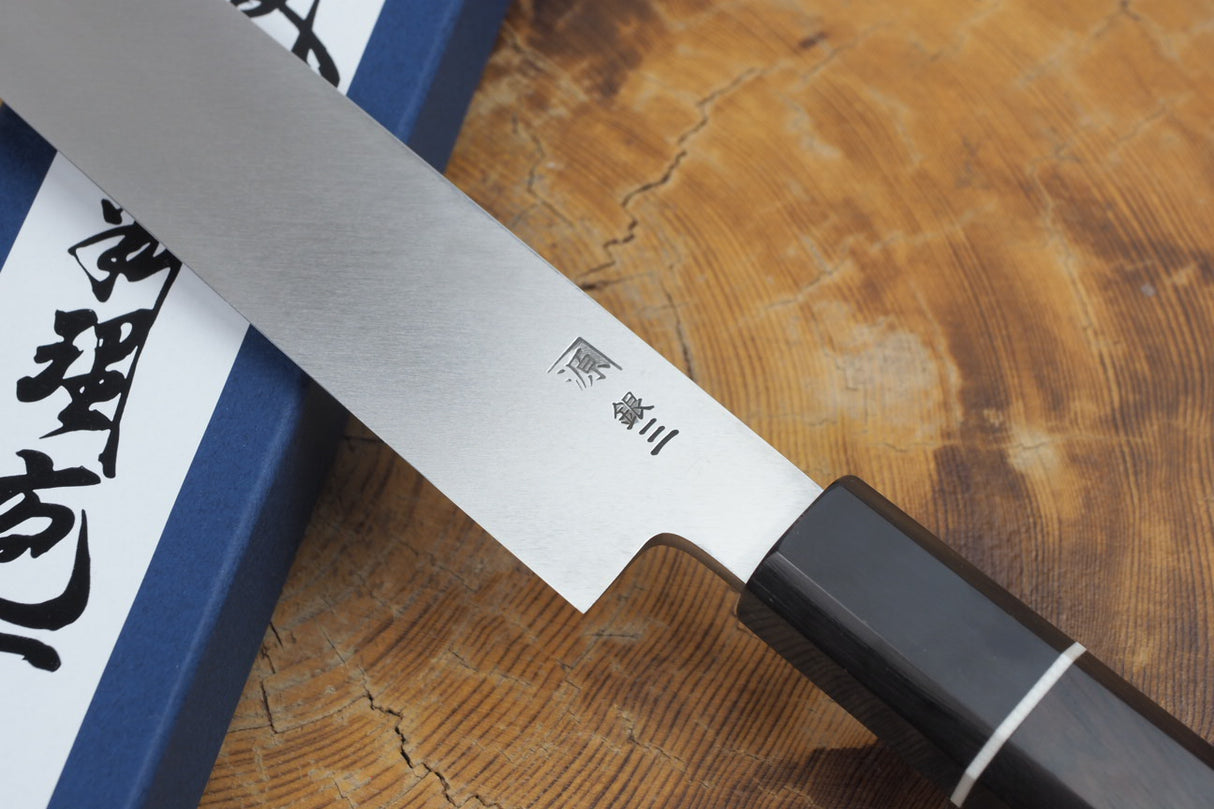 残心 Zan Shin (by Shigeki Tanaka) - Hand Forged Ginsan-Silver3 Steel Yanagiba Sashimi Knife with Ebony Handle (24cm/27cm)