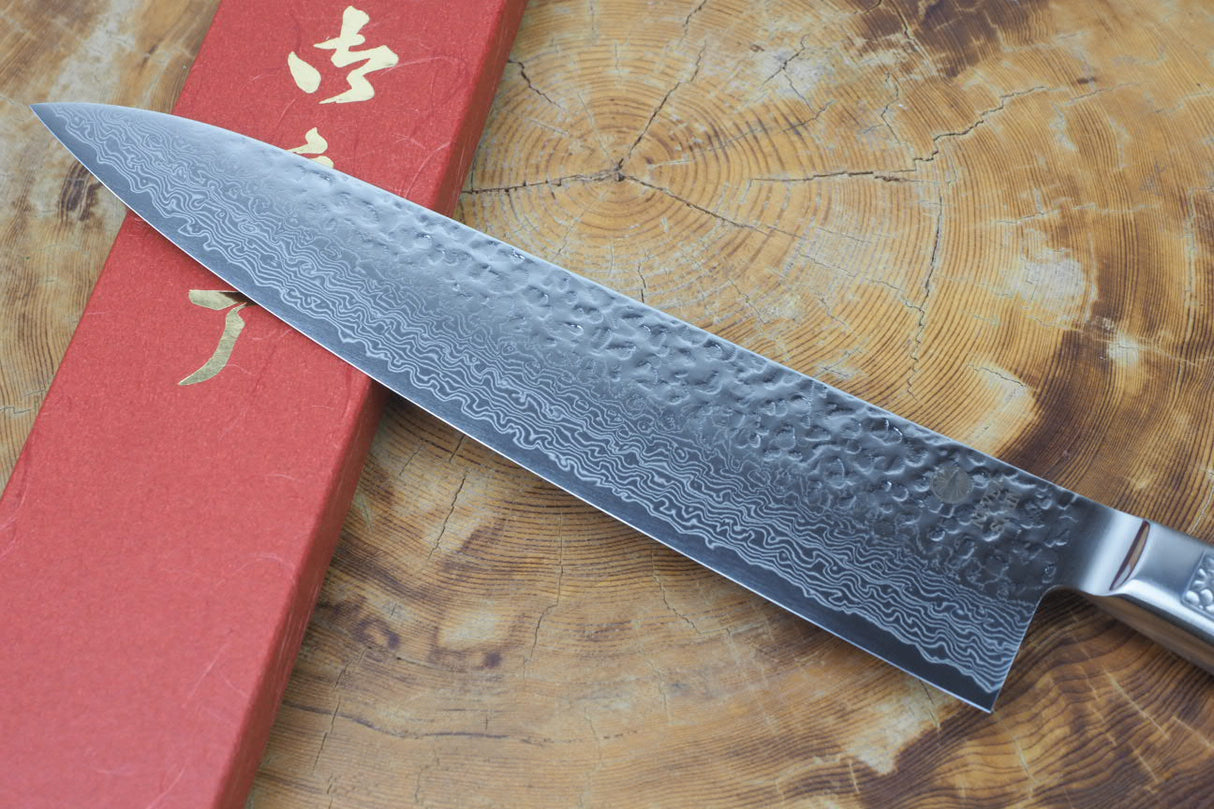 Sakai Jikko "Never Stain" Gyuto SG2 Powdered High Speed Steel Damascus with Hammered Finish (21cm/24cm)