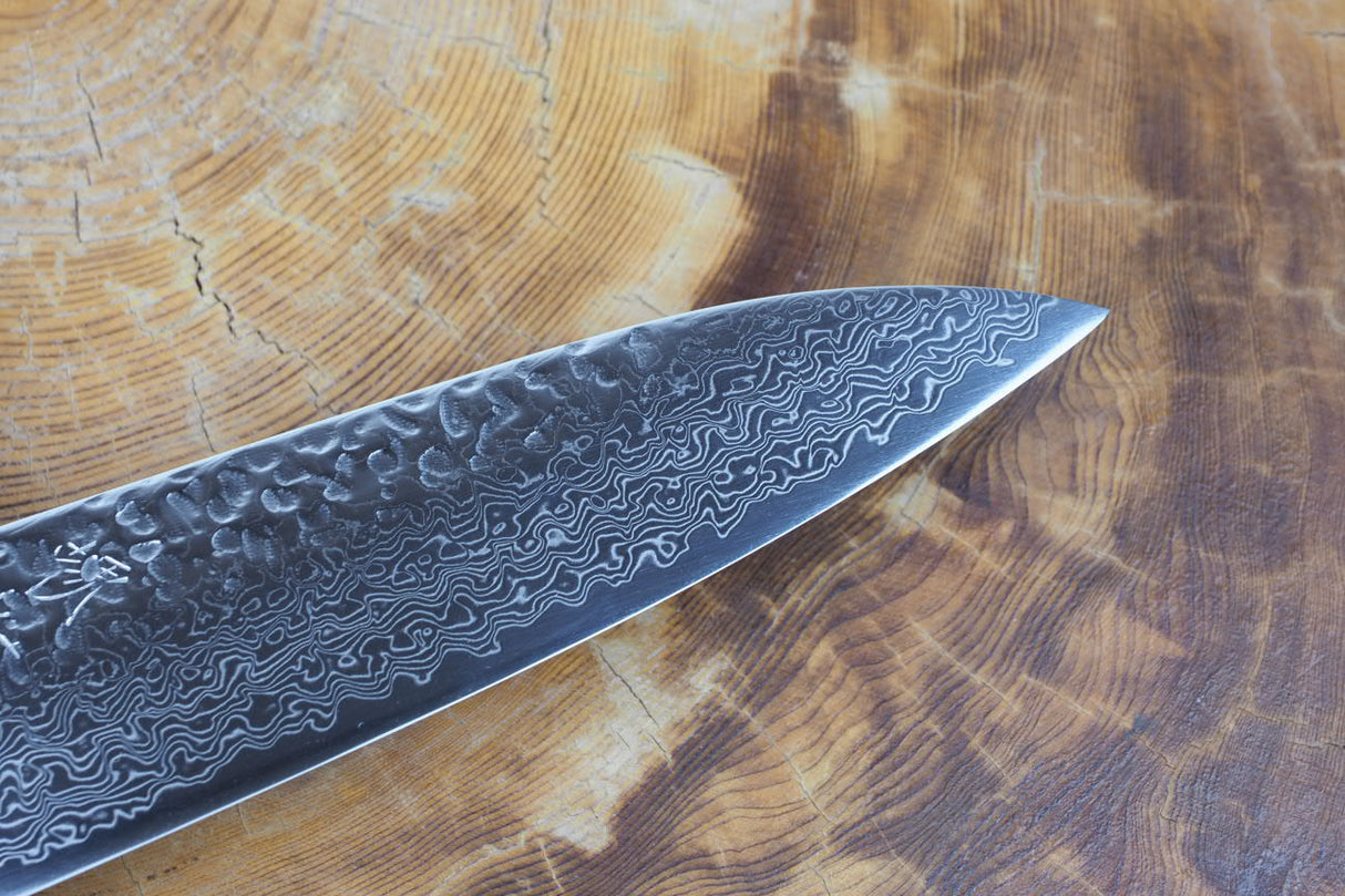 Sakai Jikko "Never Stain" Gyuto SG2 Powdered High Speed Steel Damascus with Hammered Finish (21cm/24cm)