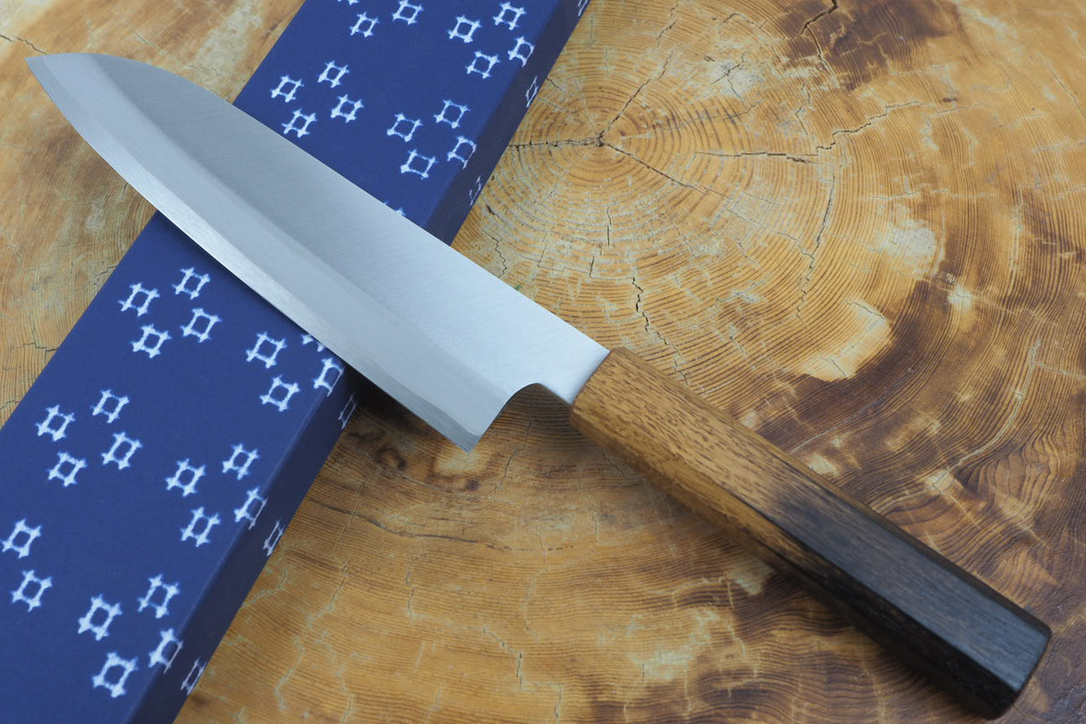 残心 Zan Shin REN (from Seki) - Blue Super steel Santoku with Japanese Oak Handle 18cm