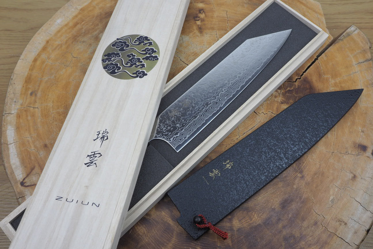 Seki Kanetsugu - Zuiun Gyuto SG2 High Speed Powdered Steel Kiritsuke (K-tip) Gyuto 21cm (custom sheath included)