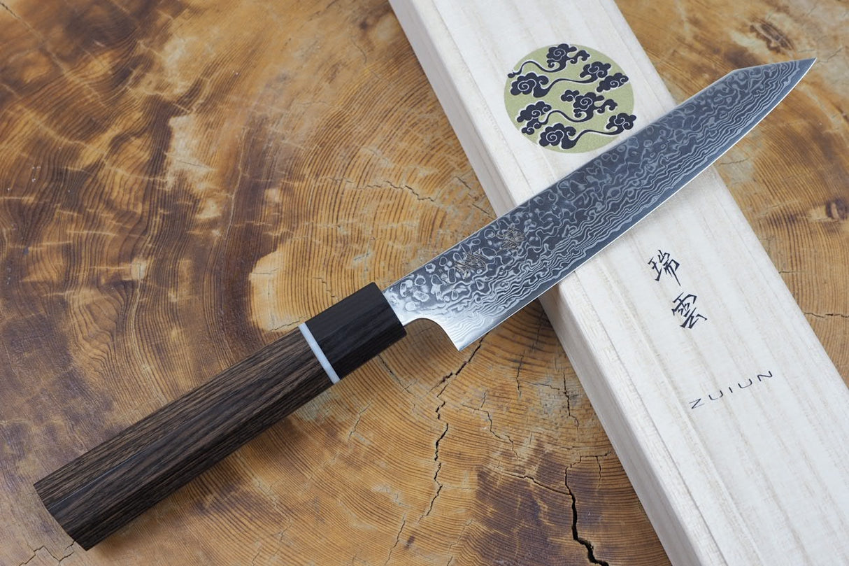 Seki Kanetsugu - Zuiun Petty SG2 High Speed Powdered Steel Kiritsuke (K-tip) 15cm (custom sheath included)