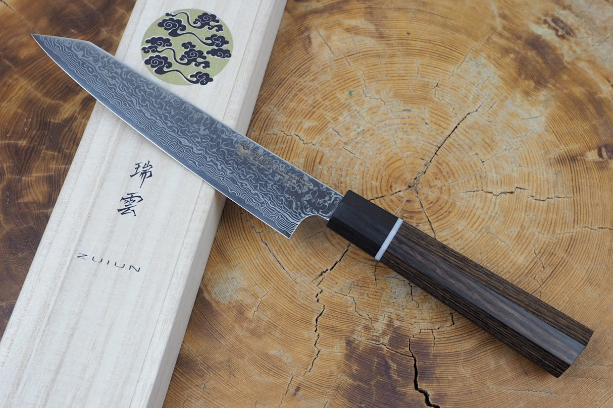 Seki Kanetsugu - Zuiun Petty SG2 High Speed Powdered Steel Kiritsuke (K-tip) 15cm (custom sheath included)