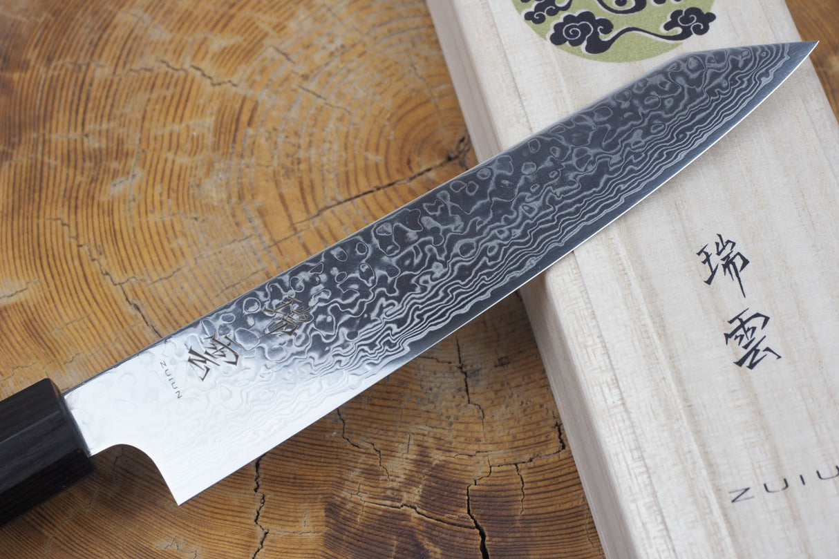 Seki Kanetsugu - Zuiun Petty SG2 High Speed Powdered Steel Kiritsuke (K-tip) 15cm (custom sheath included)