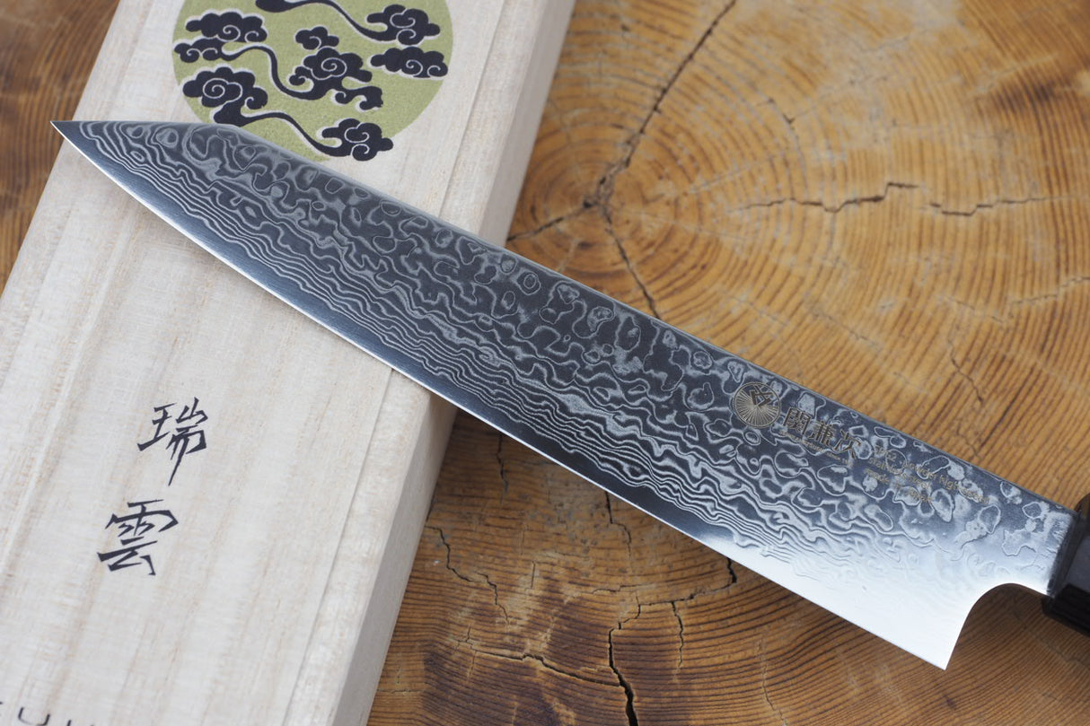 Seki Kanetsugu - Zuiun Petty SG2 High Speed Powdered Steel Kiritsuke (K-tip) 15cm (custom sheath included)