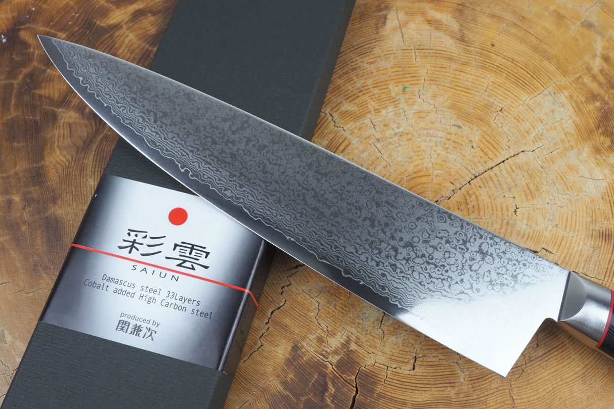 Seki Kanetsugu - Saiun Gyuto VG10 Damascus with Micarta handle 20cm/23cm