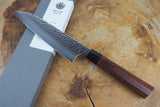 Seki Kanetsugu - Heptagon Wood Santoku Knife VG10 Steel hammered finish 17cm