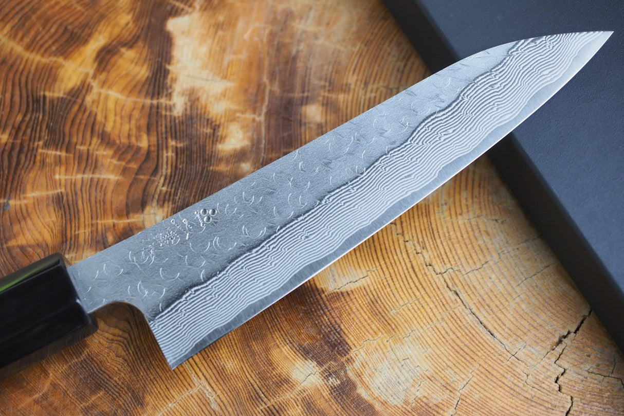 Nigara Hamono - SPG Strix Damascus Petty with Ebony Handle 13.5cm