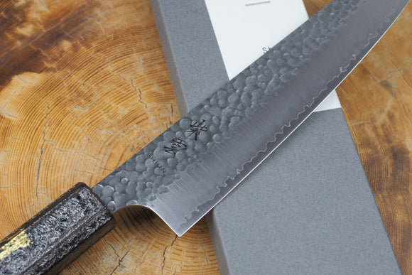Seki Kanetsugu - Shiun Gyuto Chef's Knife 20cm VG10 Steel with Gold Leaf on Silver Lacquer Oak Handle