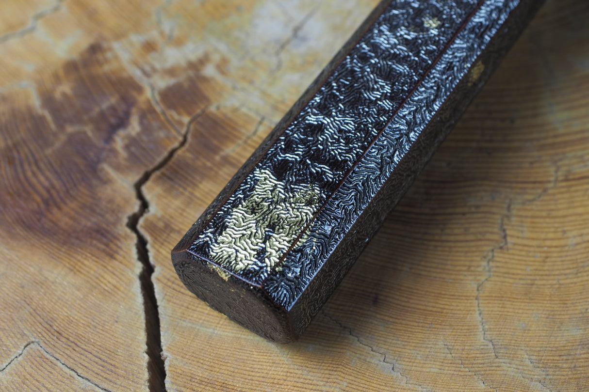 Seki Kanetsugu - Shiun Gyuto Chef's Knife 20cm VG10 Steel with Gold Leaf on Silver Lacquer Oak Handle