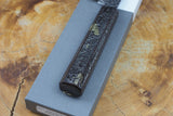 Seki Kanetsugu - Shiun Santoku Knife 17cm VG10 Steel with Gold Leaf on Silver Lacquer Oak Handle