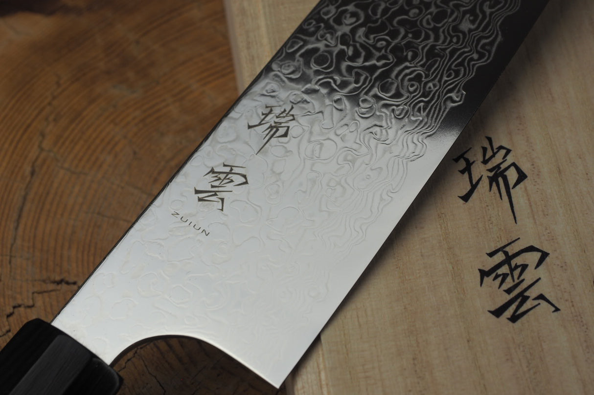 Seki Kanetsugu - Zuiun Santoku SG2 High Speed Powdered Steel Kiritsuke (K-tip) 18cm (custom sheath included)