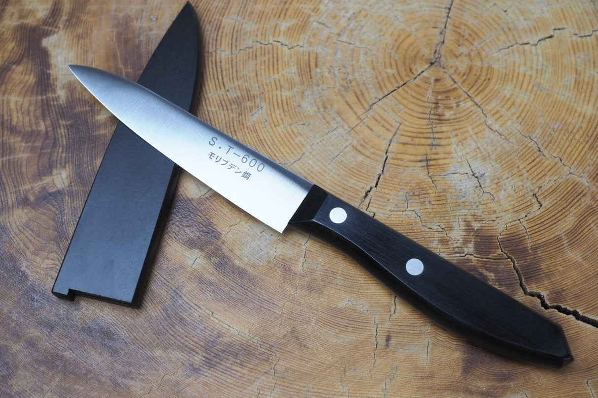 Stainless Fruit Knife ST-600 with Black Wooden Sheath 10.4cm