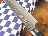 残心 Zan Shin AO (from Seki) - AUS10 Steel Kiritsuke (K-tip) Hammered Finish Petty Knife Navy Pakkawood Handle 13.5cm