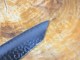 残心 Zan Shin AO (from Seki) - AUS10 Steel Kiritsuke (K-tip) Hammered Finish Santoku Knife Dark Blue Pakkawood Handle 19cm