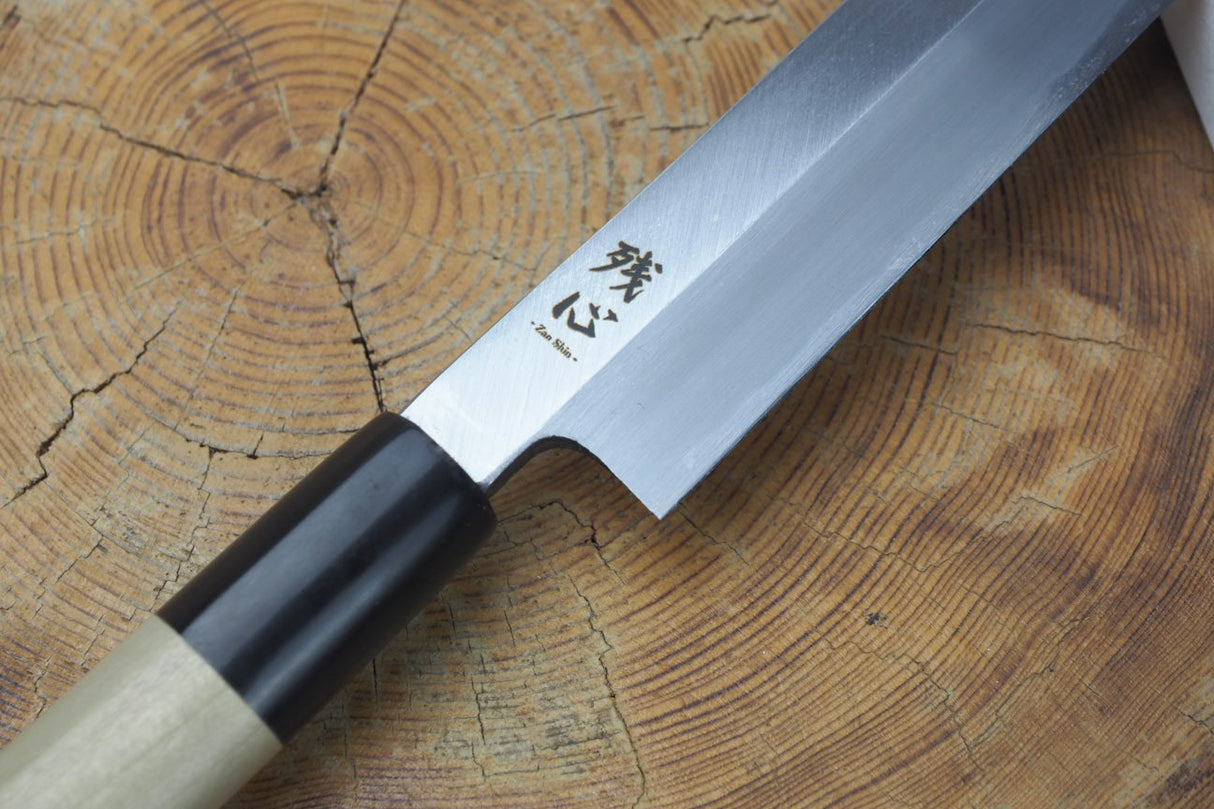 残心 Zan Shin White-2 Steel Sashimi Yanagiba Knife 18cm/24cm (including a wooden sheath)