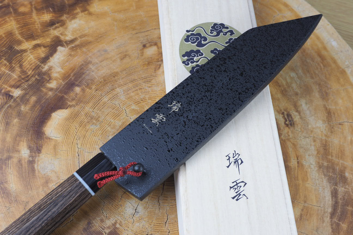 Seki Kanetsugu - Zuiun Santoku SG2 High Speed Powdered Steel Kiritsuke (K-tip) 18cm (custom sheath included)