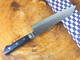 残心 Zan Shin AO (from Seki) - AUS10 Steel Kiritsuke (K-tip) Hammered Finish Santoku Knife Dark Blue Pakkawood Handle 19cm