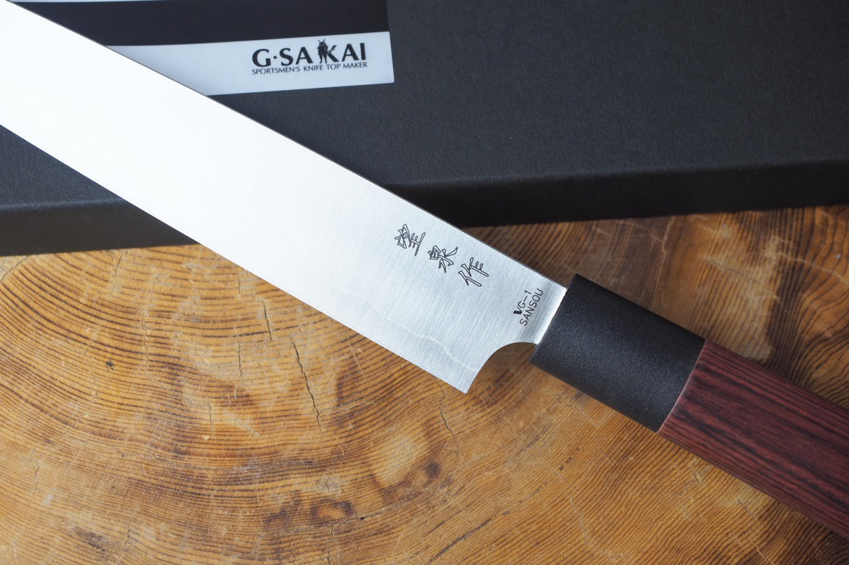 Bosen Sashimi knife 21cm VG-1 with Brown Pakkawood handle