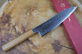 Sakai Jikko "Loco Damascus" Wa-Gyuto Knife SG2 Powdered High Speed Steel Mirror-Polished Nickel Damascus with Japanese Oak Handle (21cm)