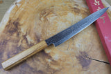 Sakai Jikko "Loco Damascus" Wa-Sujihiki Carving/Slicer SG2 Powdered High Speed Steel Mirror-Polished Nickel Damascus with Japanese Oak Handle (24cm/27cm)