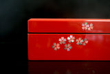 Raden Lacquer Jewel Box - Cherry Blossom Pattern (red) (13.3x13.3x6.3cm)