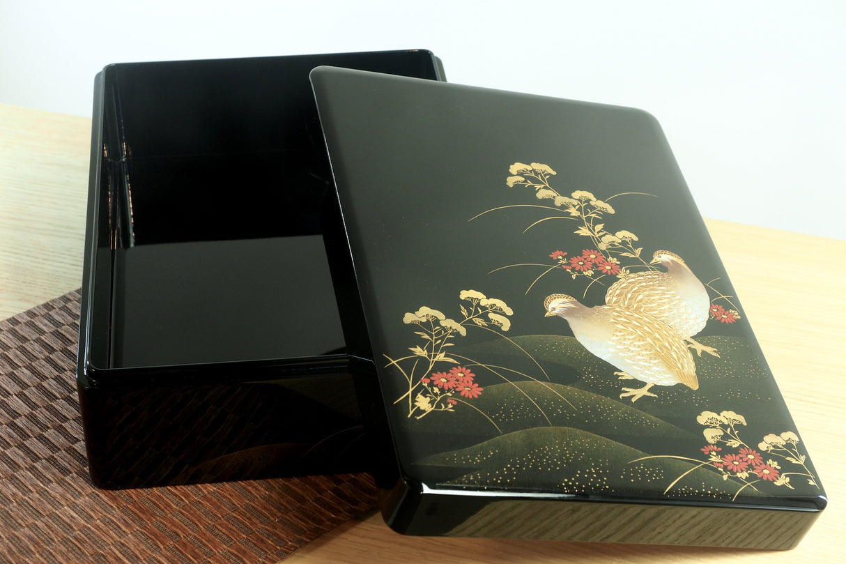 Raden Lacquer Letter Box - Japanese Quail (23.8x33x11cm)