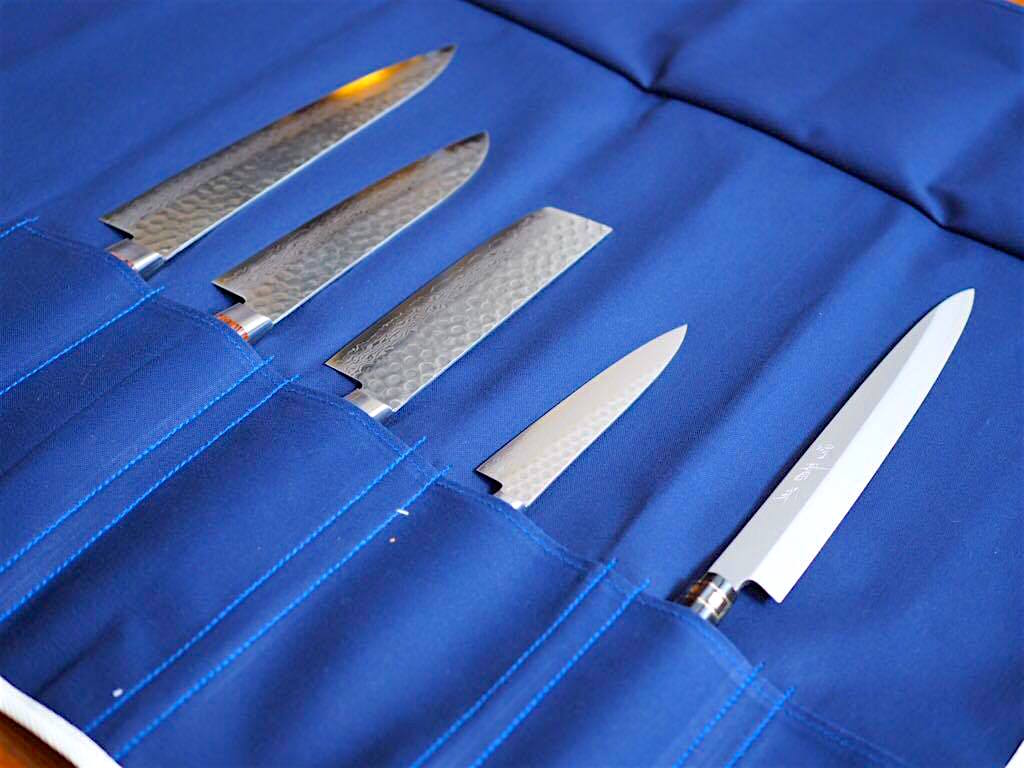 Knife case - Roll-up type (Blue)