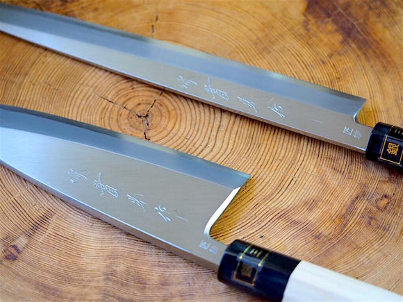 2 Knife set: Jikko "Ginsan" Silver-3 Steel Yanagiba Sashimi & Deba Fish Filleting Knife