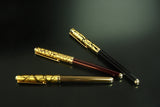 Ballpoint Pen with Gold Crazing Pattern (Black/Brown/Wine red)