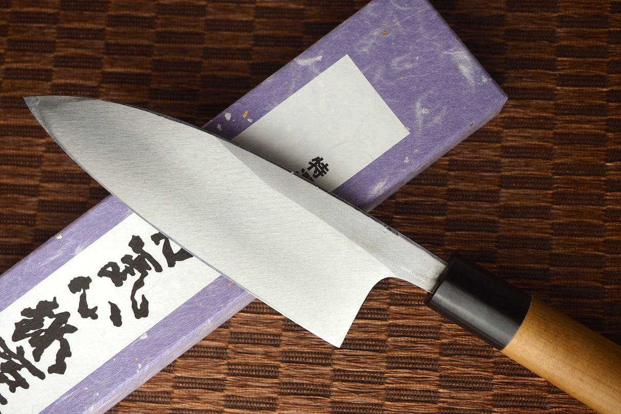 Toshu Giken - Kurouchi Deba 15cm White-1 Steel with Magnolia & Buffalo Horn Handle