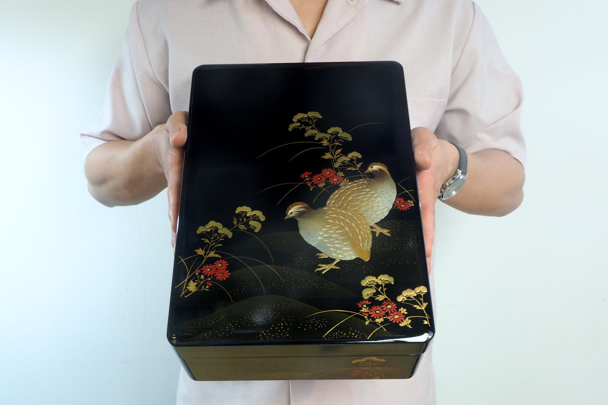 Raden Lacquer Letter Box - Japanese Quail (23.8x33x11cm)