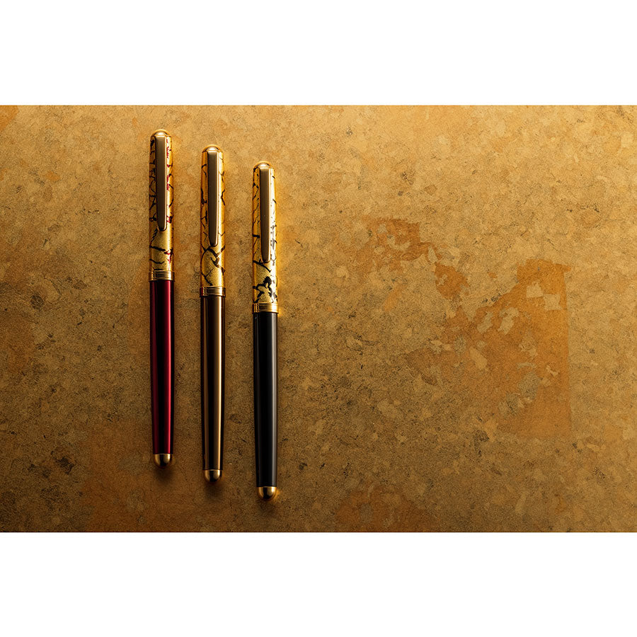 Ballpoint Pen with Gold Crazing Pattern (Black/Brown/Wine red)