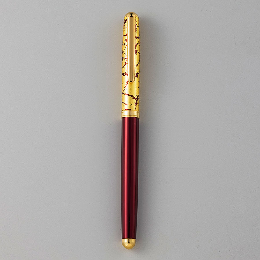 Ballpoint Pen with Gold Crazing Pattern (Black/Brown/Wine red)