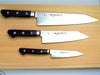 3 Knife Set: Sakai Jikko "Ginsan" Silver 3 Steel Kiritsuke (K-tip) Gyuto (23cm), Santoku (17cm), Petty (11cm)