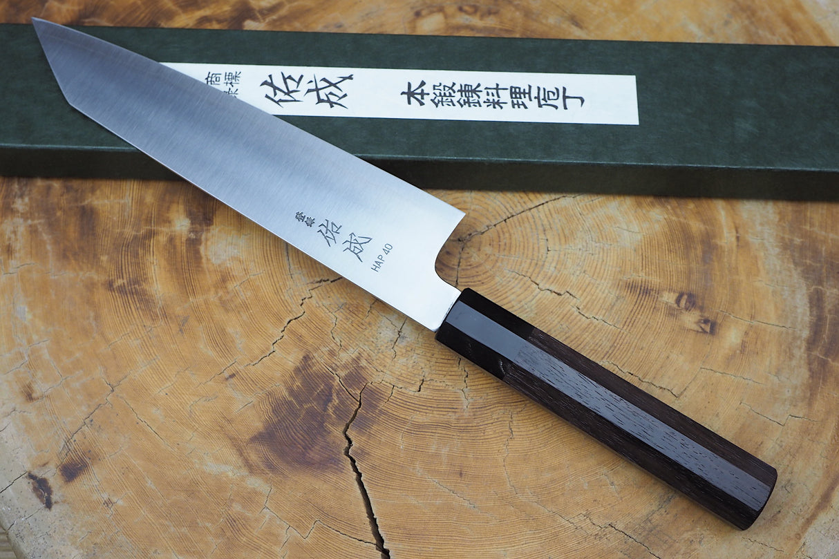 Sukenari HAP40 Powdered High Speed Steel Kiritsuke (K-tip) Gyuto Chef's knife 21cm with Rosewood & Buffalo Horn Handle