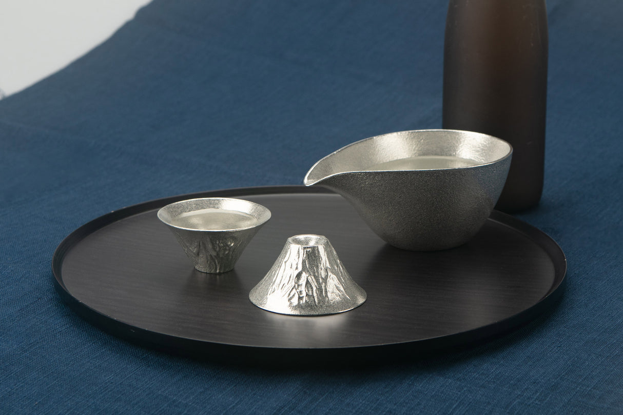 Nousaku - Mt.Fuji Sake Cup Gift Set (Silver outer - Silver inner & Silver outer - Gold inner)