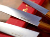 3 Knife Set - Sakai Jikko Wa-Gyuto (24cm), Wa-Santoku (18cm) and Wa-Petty (15cm) VG10 Core Japanese Oak Handle