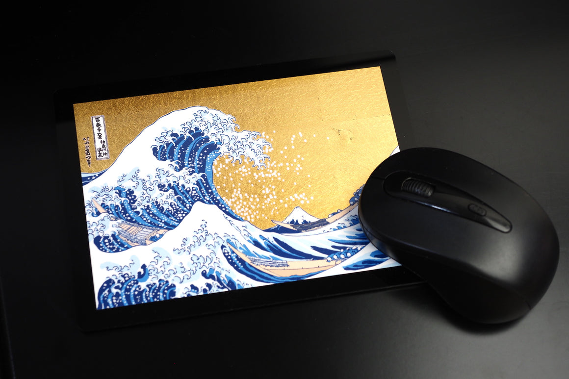 Gold Leaf Mousepad - Ukiyoe Blue Wave (16.7cm x 12cm)